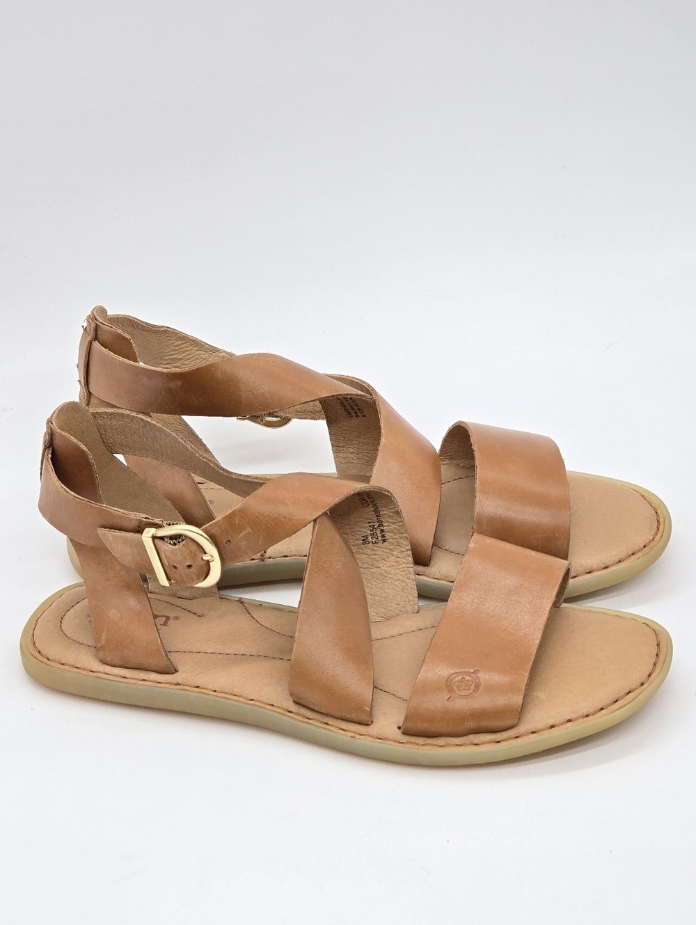 Born Niel Leather Gladiator Sandals Sz 8M Strappy Comfort Tan Cushioned